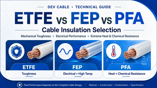 ETFE vs FEP vs PFA als Kabelisolierung: Eigenschaften, Temperatur und Anwendungen